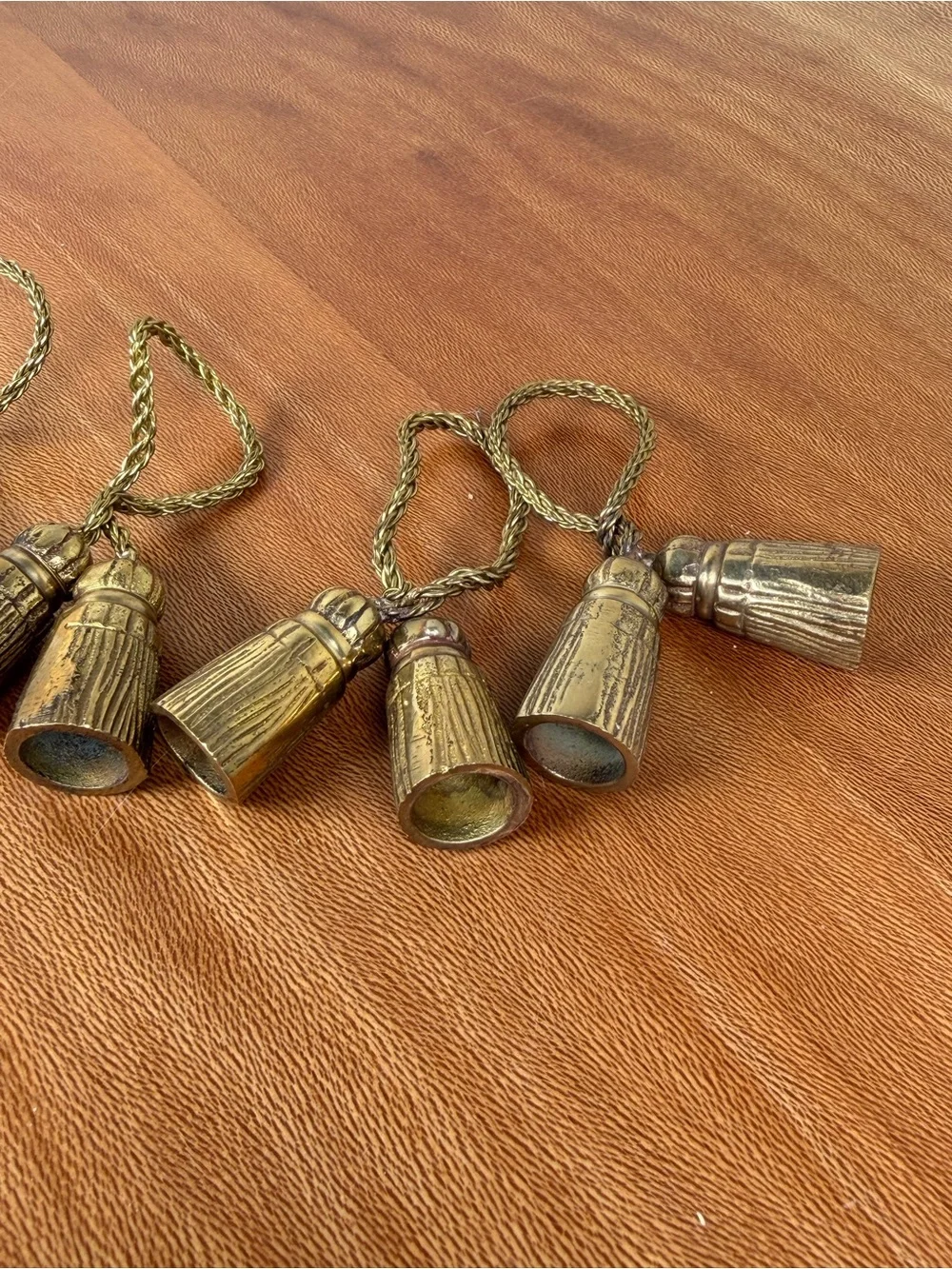 Vintage Brass twisted rope and tassels Napkin Rings SET OF 4